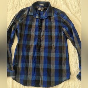 Express Men's Multi-Blue Checkered Shirt
